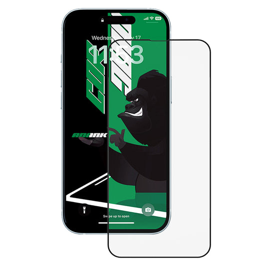Pellicola protettiva per schermo Anank 5X Rinforzata CG per Apple iPhone 15, Vetro temperato, Colla completa, 2.5D, Nera