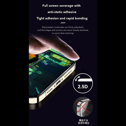 Anank Anti-Fingerprint Screen Protector Film for Apple iPhone 15, Tempered Glass, Full Glue, 2.5D, Black