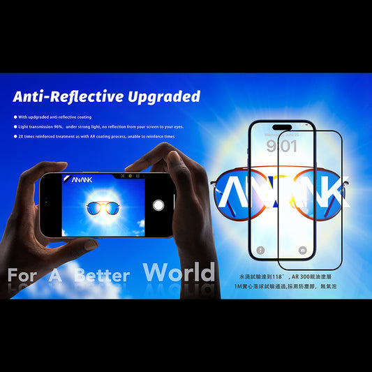 Pellicola Protettiva Schermo Anank Anti Riflesso per Apple iPhone 17 Pro, Vetro Temperato, Full Glue, 2.5D, Nera