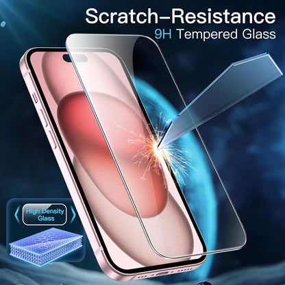 Pellicola protettiva per schermo Anank per Apple iPhone 15, vetro temperato, adesivo completo, 3D, set da 10 pezzi