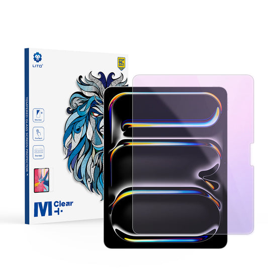 Pellicola protettiva per schermo Anti Blue Light Lito Classic per Apple iPad Pro 13 (2024), Vetro temperato, Full Glue, 2.5D