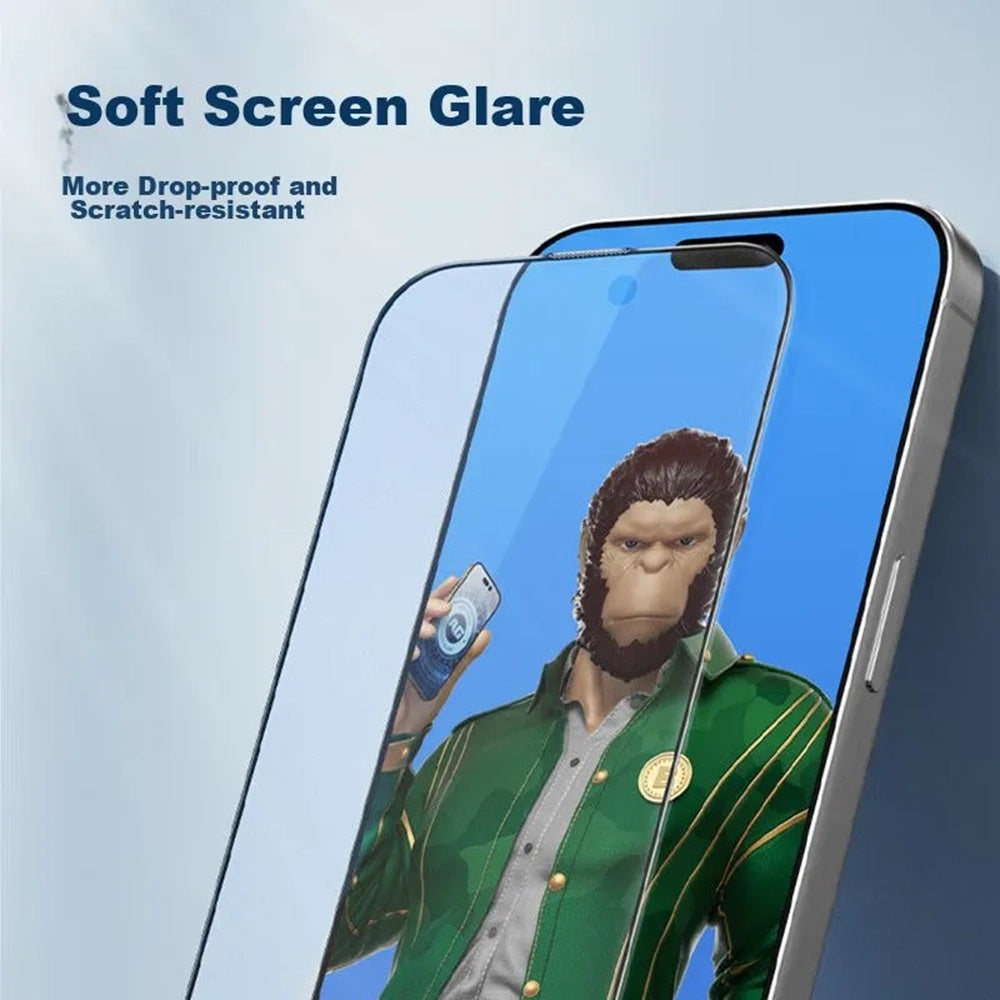 Pellicola protettiva per schermo Blueo Anti-Glare per Apple iPhone 15 Pro Max, Vetro temperato, Full Glue, Nero