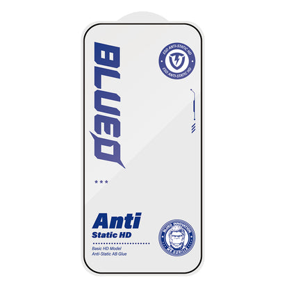 Blueo Anti-Static HD Screen Protector Film for Apple iPhone 15 Pro Max, Tempered Glass, Full Glue, Black