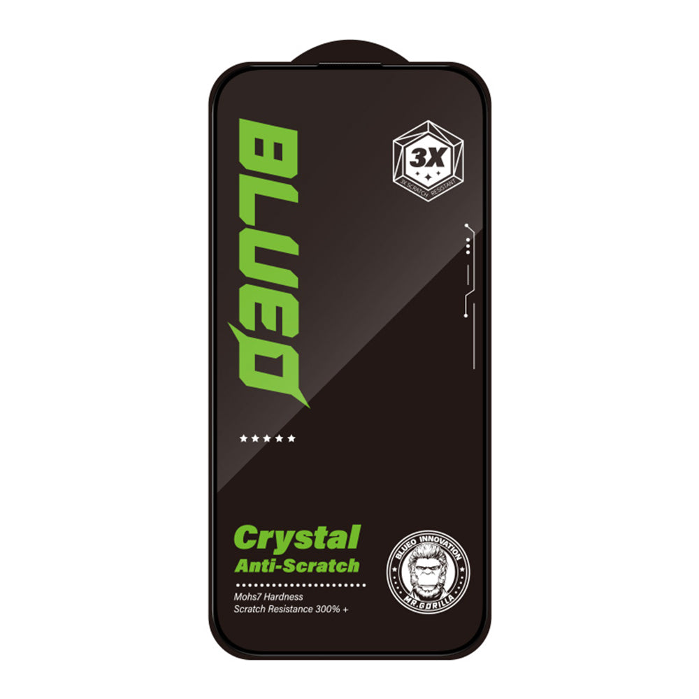 Pellicola protettiva per schermo Blueo Crystal Anti-Graffio per Apple iPhone 16 Pro, Vetro Temperato, Full Glue, Nero