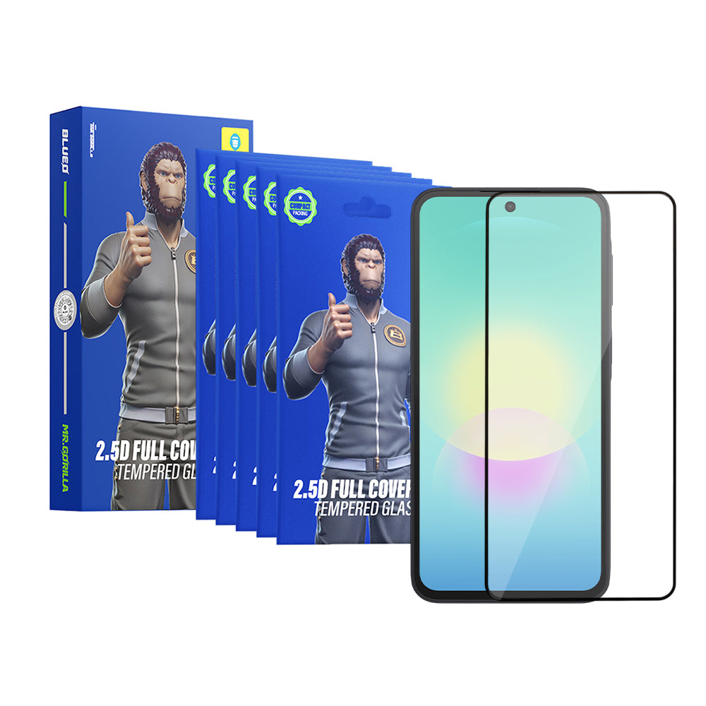 Pellicola protettiva per schermo Blueo HD per Samsung Galaxy A27 5G / A57 5G / A37 5G, Vetro temperato, Full Glue, 2.5D, Set da 5 pezzi, Nero