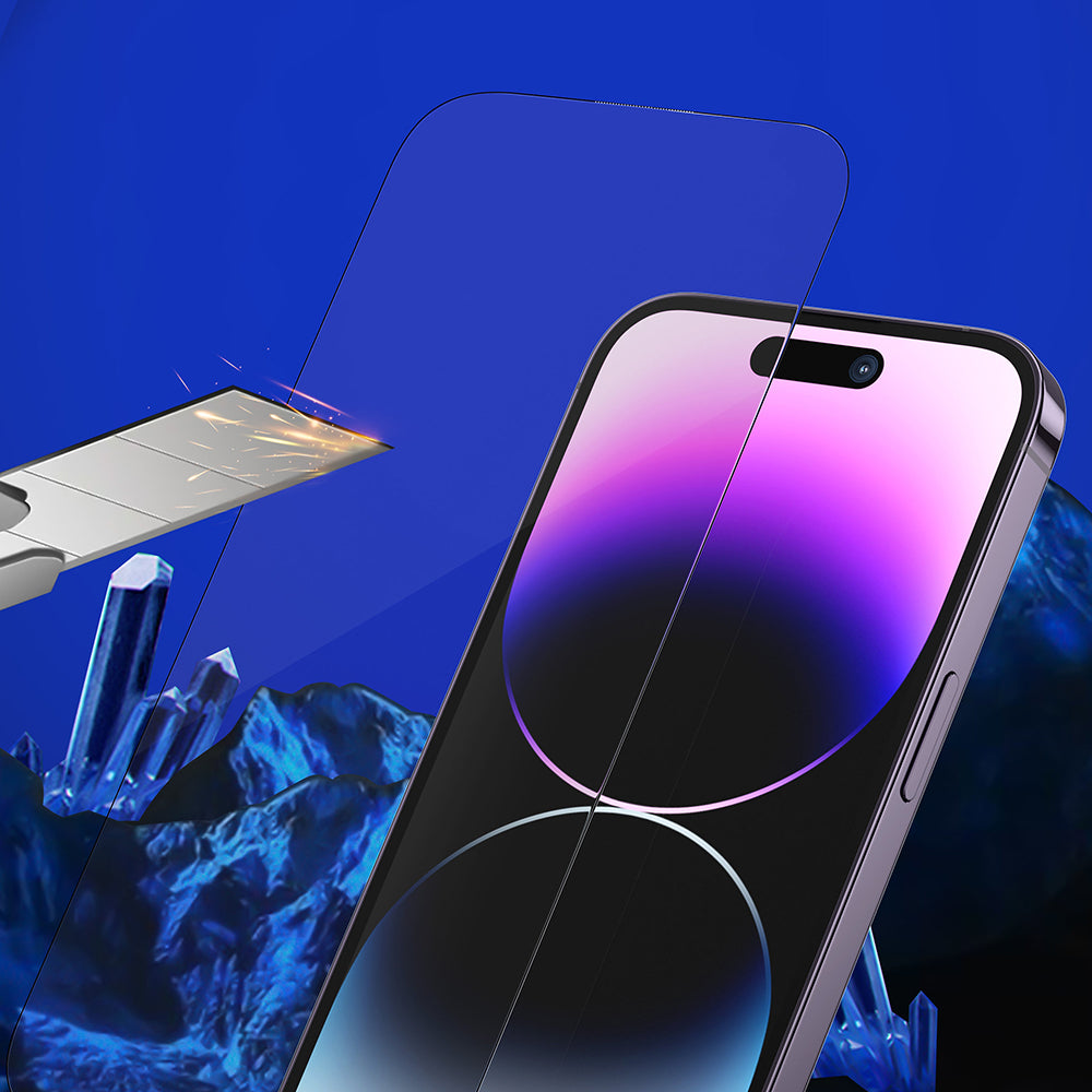 Blueo Sapphire Applicator Pro Screen Protector for Apple iPhone 15 Pro, Tempered Glass, Full Glue, Black