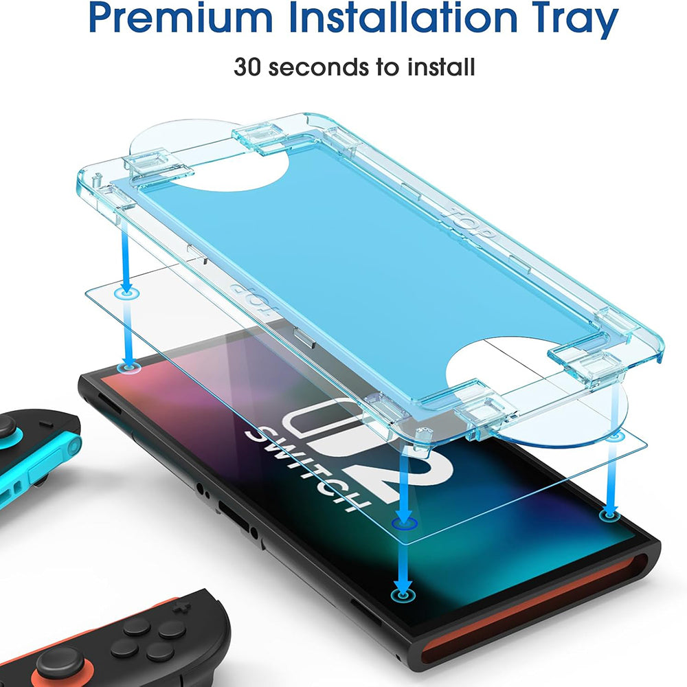Pellicola Protettiva per Schermo Techsuit SwitchAura Applicator per Nintendo Switch 2, Vetro Temperato, Set 2 pezzi