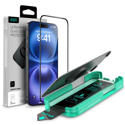 Pellicola protettiva schermo ESR Armorite per Apple iPhone 16 Plus / 15 Plus, Vetro Temperato, Full Glue, Nera