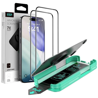 Pellicola protettiva schermo ESR Armorite UltraFit per Apple iPhone 17 Pro Max, Vetro Temperato, Full Glue, Set 2 pezzi, Nera