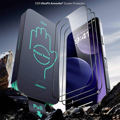 Pellicola protettiva schermo ESR Armorite UltraFit per Apple iPhone 17 Pro, Vetro Temperato, Full Glue, Set 2 pezzi, Nera