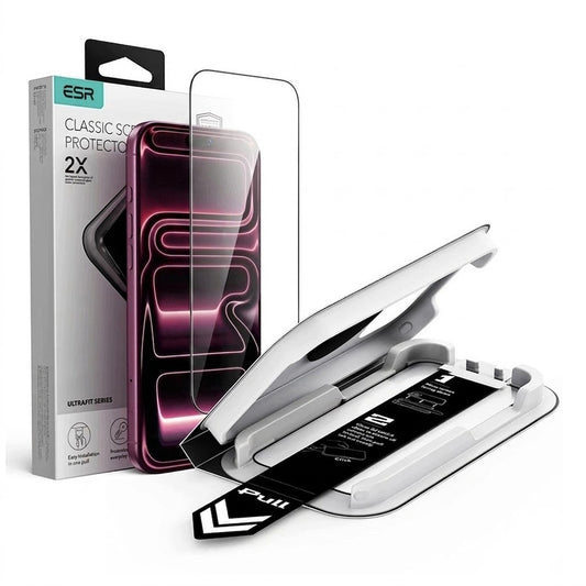 Pellicola protettiva per schermo ESR UltraFit Classic per Apple iPhone 18 Pro / 17 Pro, Vetro temperato, Full Glue, Nero