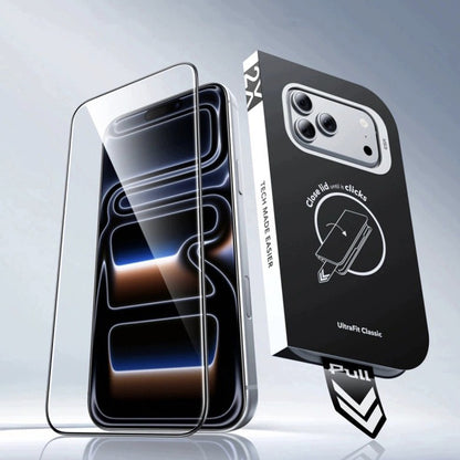 Pellicola protettiva per schermo ESR UltraFit Classic per Apple iPhone 18 Pro Max / 17 Pro Max, vetro temperato, adesivo completo, set da 2 pezzi, nero
