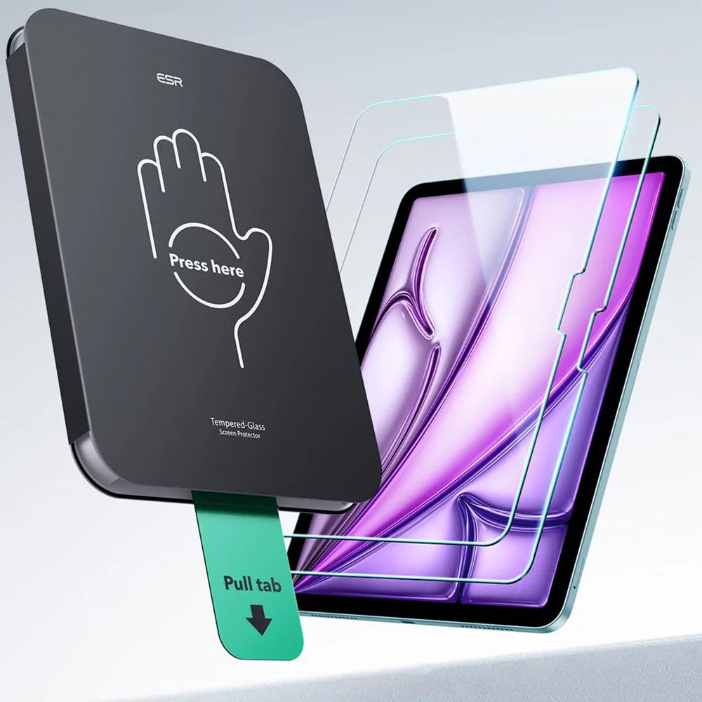 Pellicola Protettiva Schermo ESR UltraFit per Apple iPad Air 13 (2025) / Air 13 (2024), Vetro Temperato, Full Glue, Set 2 pezzi