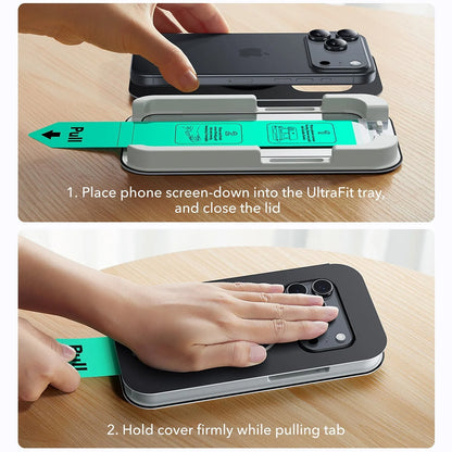 Pellicola protettiva ESR UltraFit per Apple iPhone 17 Pro, Vetro Temperato, Full Glue, Set 3 pezzi