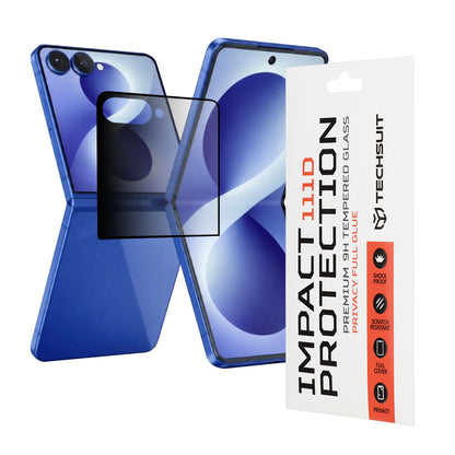 Pellicola protettiva per schermo esterno Privacy Techsuit per Samsung Galaxy Z Flip8 F776, vetro temperato, Full Glue, 111D