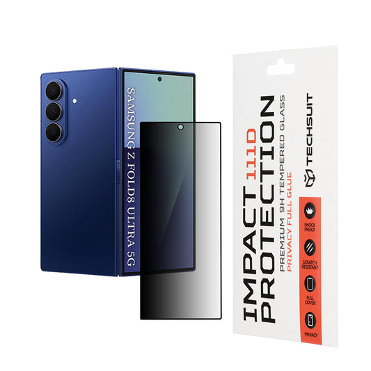 Privacy Techsuit Exterior Screen Protector for Samsung Galaxy Z Fold8 Ultra F976, Tempered Glass, Full Glue, 111D