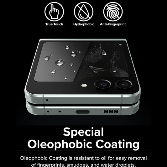 Pellicola protettiva Schermo Esterno Ringke per Samsung Galaxy Z Flip5 F731, Vetro Temperato, Full Glue, Set 2 pezzi