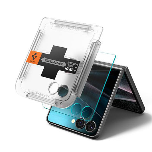 Spigen GlastR EZ FIT External Screen Protector for Samsung Galaxy Z Flip7 F766, Tempered Glass, Full Glue, Set of 2 pieces AGL09585
