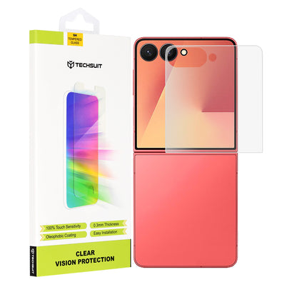 Pellicola protettiva per schermo esterno Techsuit Clear Vision per Samsung Galaxy Z Flip7 F766, vetro temperato, adesivo completo