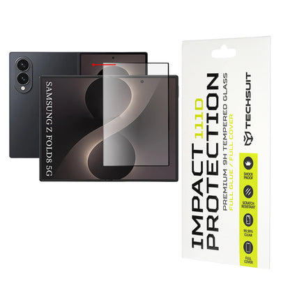 Pellicola Protettiva Schermo Interno Techsuit per Samsung Galaxy Z Fold8 F976, Vetro Temperato, Full Glue, 111D, Nero