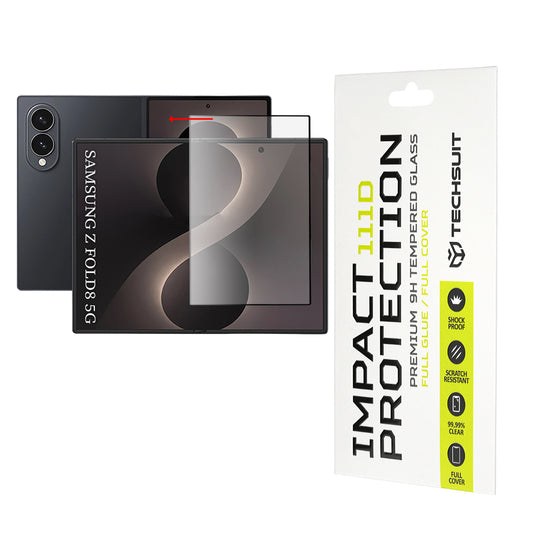 Pellicola Protettiva Schermo Interno Techsuit per Samsung Galaxy Z Fold8 F976, Vetro Temperato, Full Glue, 111D, Nero