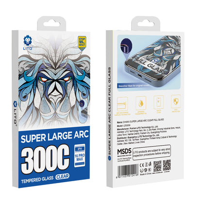 Pellicola protettiva per schermo Lito D+ Max 300C per Apple iPhone 16 Pro Max, Vetro temperato, Full Glue