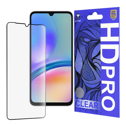 Pellicola protettiva per schermo Lito HD Pro Clear per Samsung Galaxy A05s A057, Vetro temperato, Colla completa, Nera
