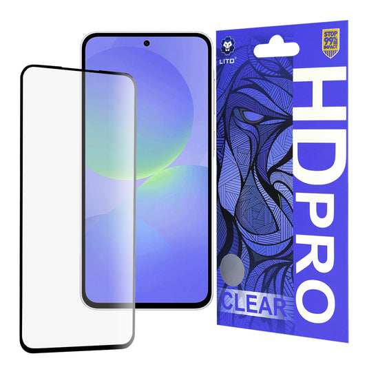 Pellicola protettiva per schermo Lito HD Pro Clear per Samsung Galaxy A36 A366, Vetro temperato, Colla completa, Nera