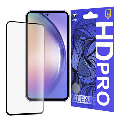 Pellicola protettiva per schermo Lito HD Pro Clear per Samsung Galaxy A54 A546, Vetro temperato, Colla completa, Nera
