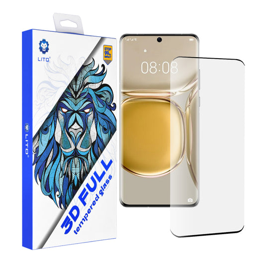 Lito Screen Protector Film for Huawei P50 Pro, Tempered Glass, Full Glue, 3D, Black