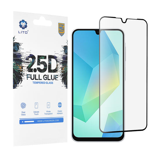 Pellicola protettiva per schermo Lito per Samsung Galaxy A16 5G A166 / A16 4G A165, Vetro temperato, Full Glue, 2.5D, Nero