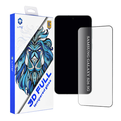 Pellicola Protettiva Schermo Lito per Samsung Galaxy S26 S942, Vetro Temperato, Full Glue, 3D, Nera