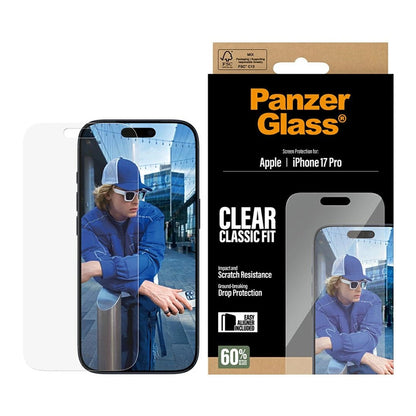 Pellicola protettiva Schermo PanzerGlass Classic Fit EasyAligner per Apple iPhone 17 Pro, Vetro Temperato, Full Glue