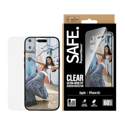 Pellicola protettiva PanzerGlass Safe. Ultra-Wide Fit EasyAligner per Apple iPhone 17 Air, Vetro Temperato, Full Glue.