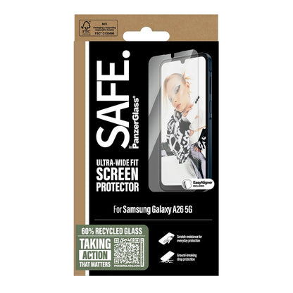 Pellicola Protettiva Schermo PanzerGlass Safe. Ultra-Wide Fit EasyAligner per Samsung Galaxy A26 A266, Vetro Temperato, Full Glue