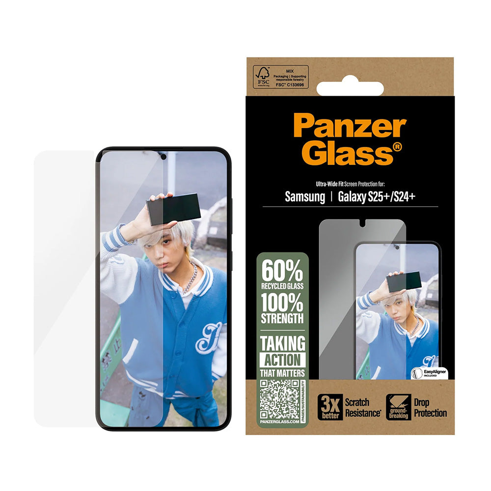 Pellicola Protettiva Schermo PanzerGlass Ultra-Wide Fit per Samsung Galaxy S25+ S936 / S24+ S926, Vetro Temperato, Full Glue