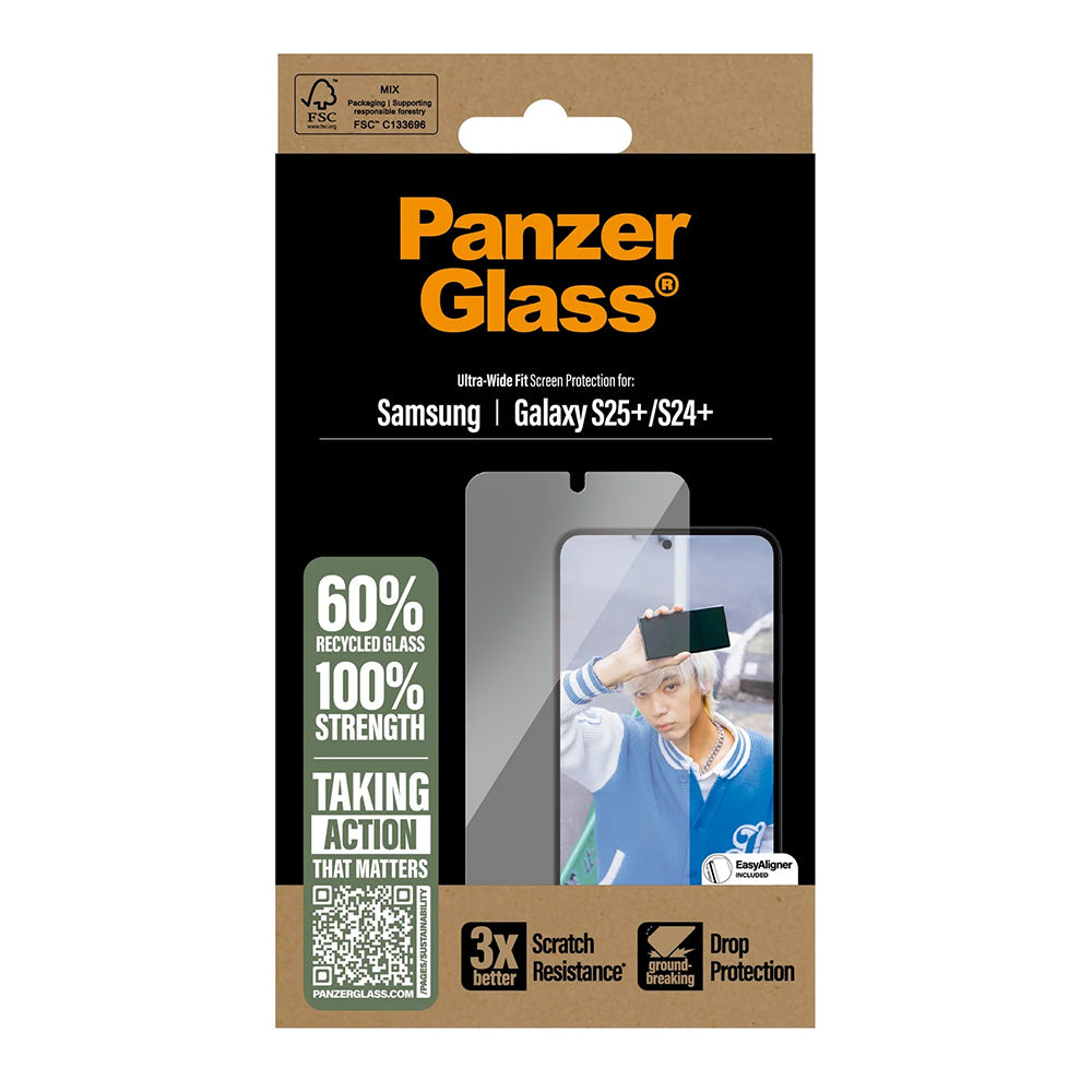 Pellicola Protettiva Schermo PanzerGlass Ultra-Wide Fit per Samsung Galaxy S25+ S936 / S24+ S926, Vetro Temperato, Full Glue