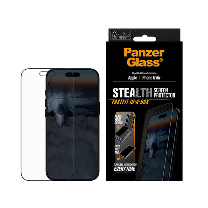 Pellicola protettiva Schermo PanzerGlass Ultra-Wide Fit Stealth Fastfit per Apple iPhone 17 Air, Vetro Temperato, Full Glue, Nera
