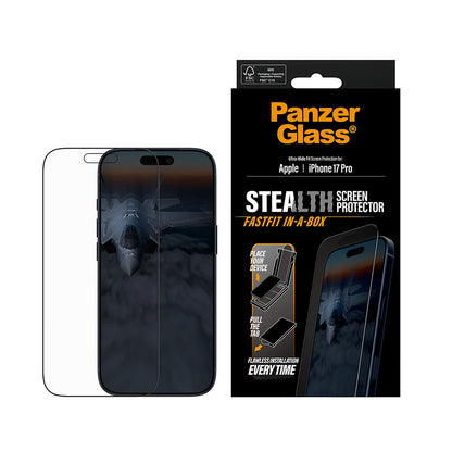 Pellicola protettiva Schermo PanzerGlass Ultra-Wide Fit Stealth Fastfit per Apple iPhone 17 Pro, Vetro Temperato, Full Glue, Nera