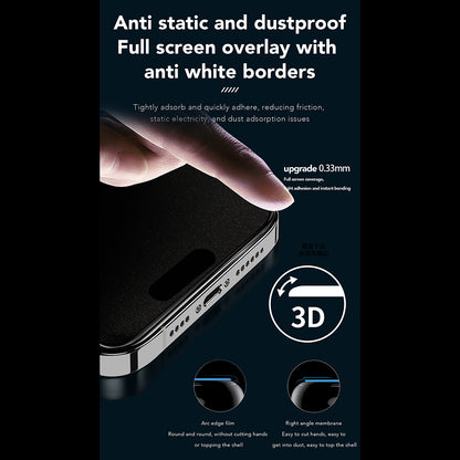 Anank 1X Reinforced 360 Privacy Screen Protector for Apple iPhone 15 Pro, Tempered Glass, Full Glue, 2.5D