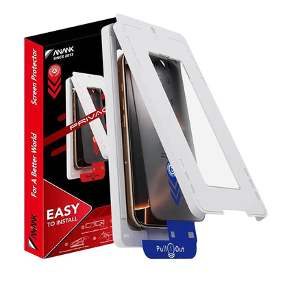 Pellicola protettiva per schermo Privacy Anank 2X Rinforzata per Apple iPhone 15 Pro Max, Vetro Temperato, Colla Completa, 2.5D
