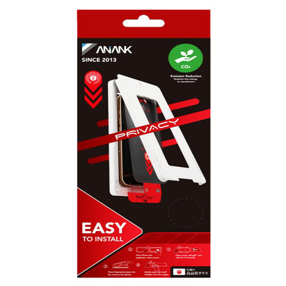 Pellicola protettiva per schermo Privacy Anank 2X Rinforzata per Apple iPhone 15 Pro Max, Vetro Temperato, Colla Completa, 2.5D