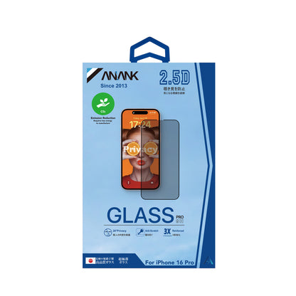 Anank 3X Reinforced Privacy Screen Protector for Apple iPhone 14 Pro Max, Tempered Glass, Full Glue, 2.5D
