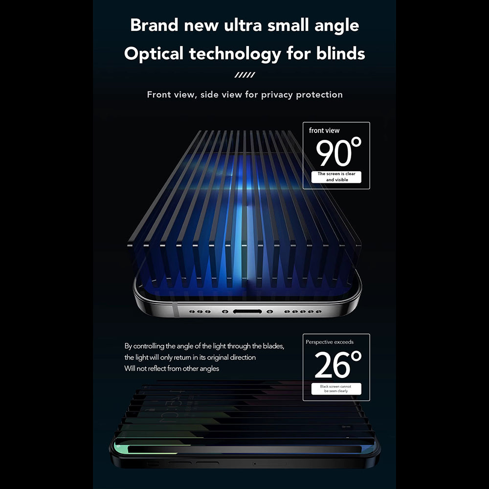 Pellicola Protettiva Schermo Privacy Anank 3X Rinforzata per Apple iPhone 14 Pro, Vetro Temperato, Colla Completa, 2.5D