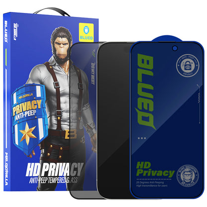 Pellicola protettiva per schermo Privacy Blueo Anti-Peep per Apple iPhone 16 / 15, Vetro temperato, Full Glue