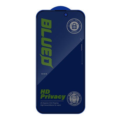 Pellicola protettiva per schermo Privacy Blueo Anti-Peep per Apple iPhone 16 / 15, Vetro temperato, Full Glue