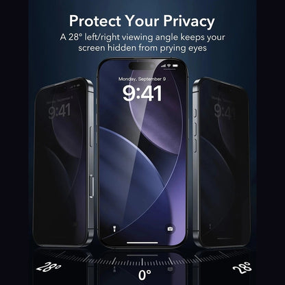Pellicola Protettiva Privacy ESR Armorite UltraFit per Apple iPhone 17 Pro, Vetro Temperato, Full Glue, Set 3 pezzi