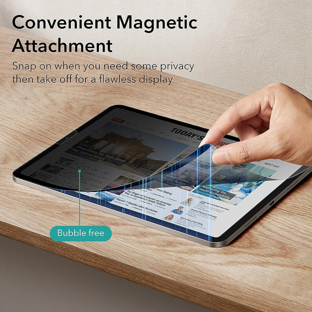 Pellicola Protettiva Schermo Privacy ESR Magnetica per Apple iPad Pro 12.9 (2022) / Pro 12.9 (2021) / Pro 12.9 (2020), Plastica