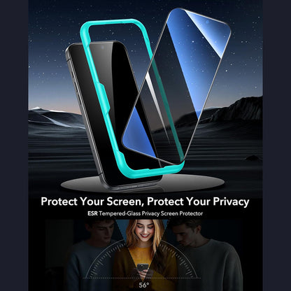 Pellicola Protettiva Privacy ESR per Apple iPhone 17 Pro, Vetro Temperato, Full Glue, Set 3 pezzi