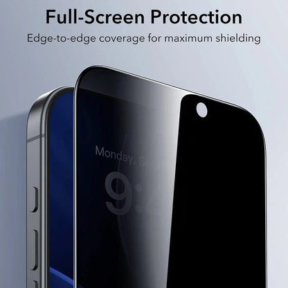 Pellicola Protettiva Schermo Privacy ESR UltraFit per Apple iPhone 17 / 16 Pro, Vetro Temperato, Full Glue, Set 3 pezzi